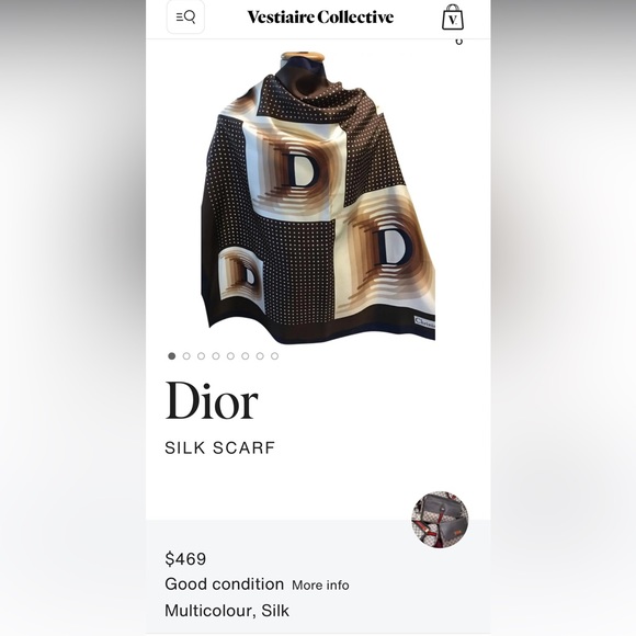 Authentic Vintage Christian Dior scarf - Picture 8 of 8